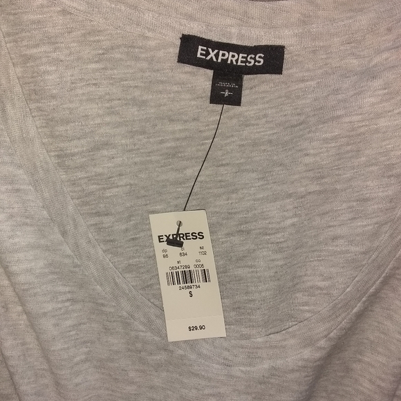 NWT Express Gray Ruffle Sleeve Top, Sz S - Picture 4 of 4